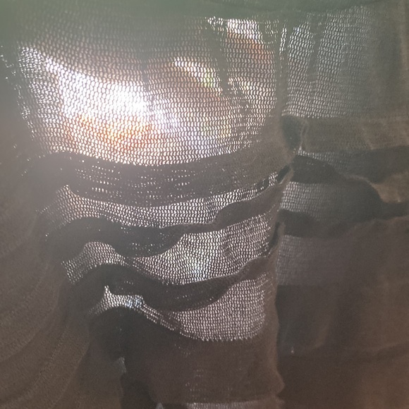 Sheer black ruffle top blouse short sleeve Vanessa and Virginia small - Picture 4 of 4